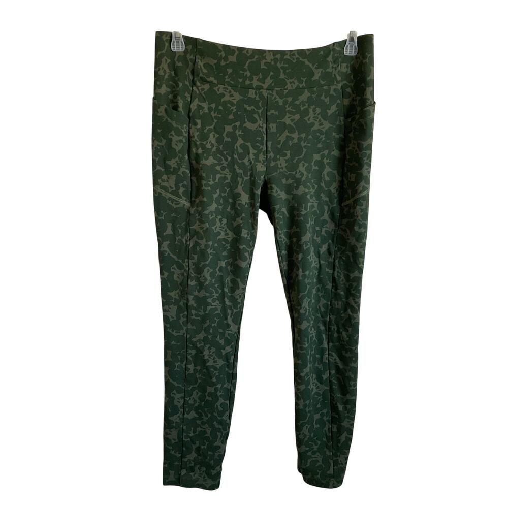 Cabi Marathon Leggings Green Floral Camo Print with Pockets‎ - Size Large